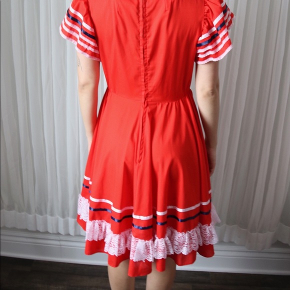 Vintage Red Square Dancing Dress - Picture 4 of 7